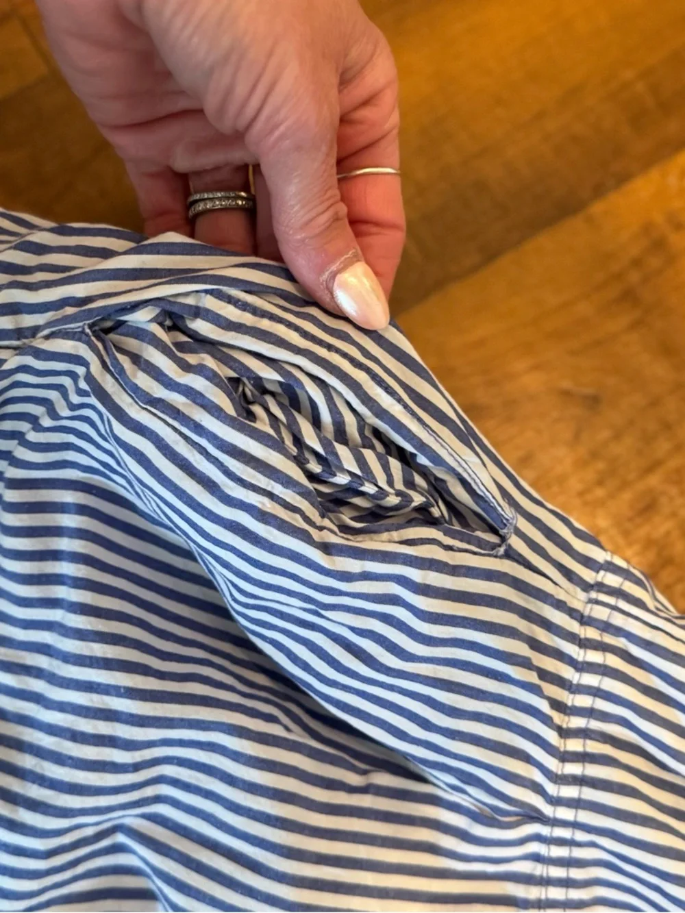 Maeve Anthropologie Blue & White Striped Button down Mini dress preppy womens S - Picture 7 of 7